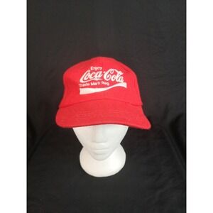Vintage 1980's 90's Enjoy Coca Cola Red‎ Wool Snapback Baseball Hat Cap Coke